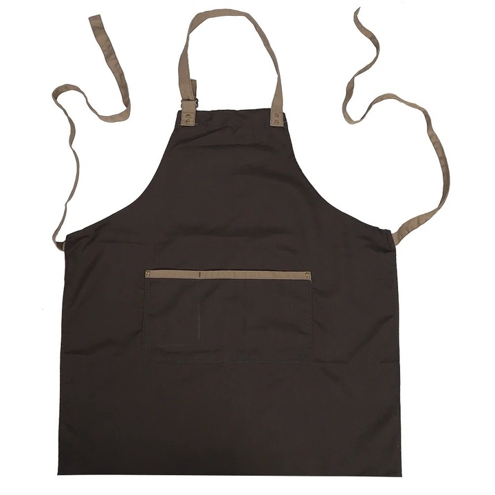 Sort de bucatarie din bumbac, cu bretele ajustabile, culoare cafea si verde, dimensiuni 92x69cm