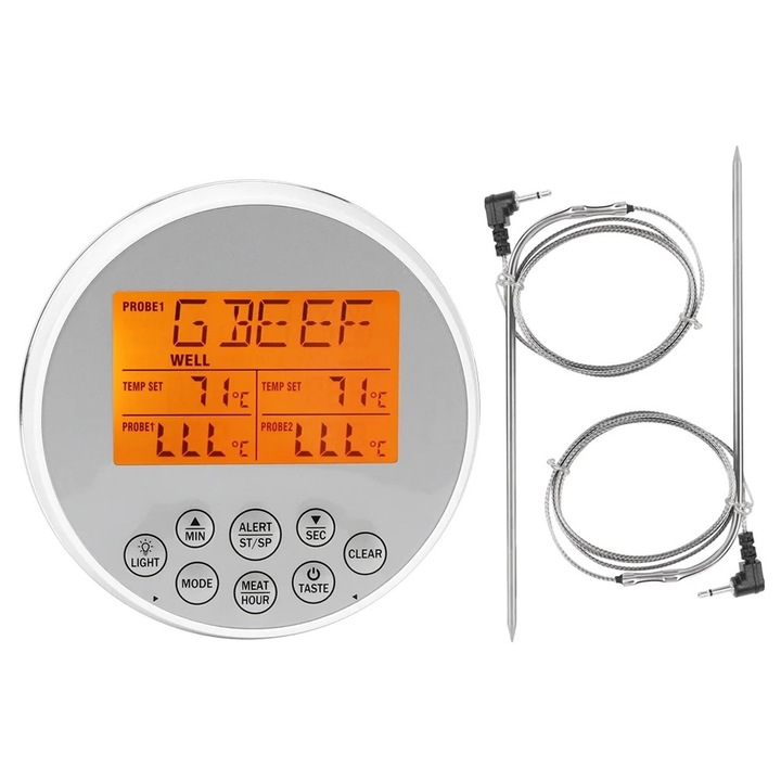 Termometru digital pentru alimente, doua sonde,105x105x74mm