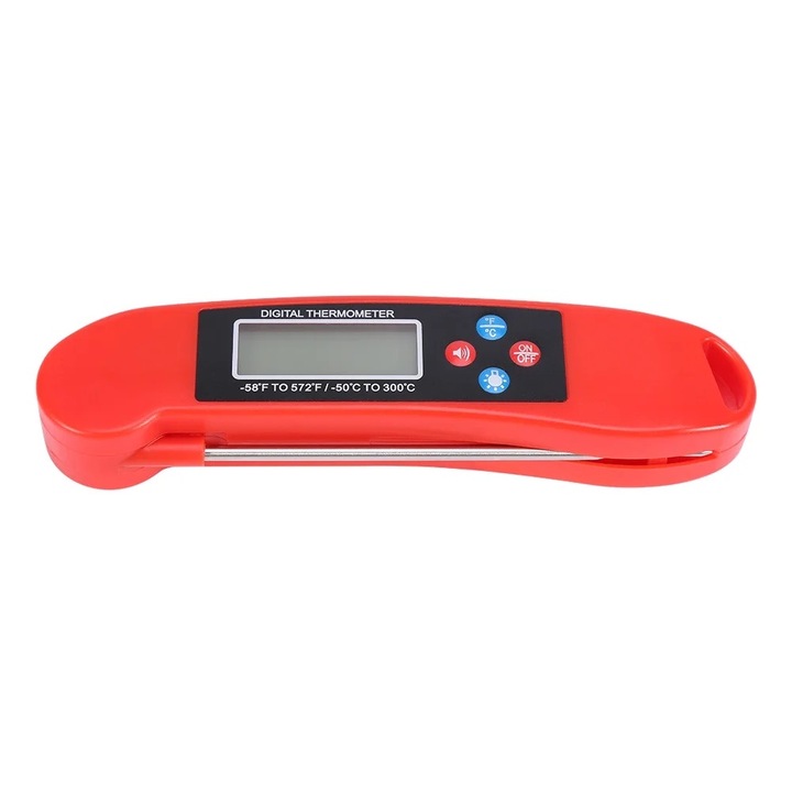 Termometru digital de bucatarie pentru carne, rosu, 4-7 secunde citire rapida, 15.5x3.5cm