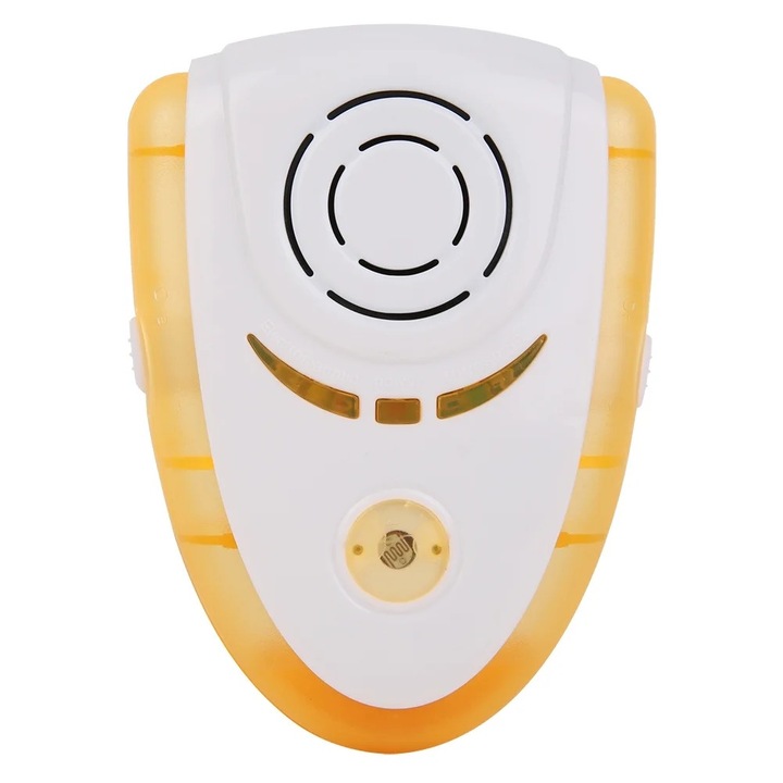 Repelent ultrasonic pentru soareci si tantari, 100-240V, 10x7.5cm, alb/portocaliu