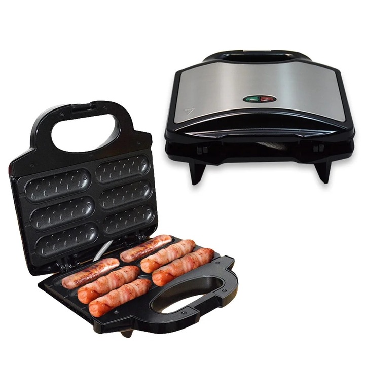 Aparat hot dog, 850W, 22x22x7.5cm, argintiu/negru, metal