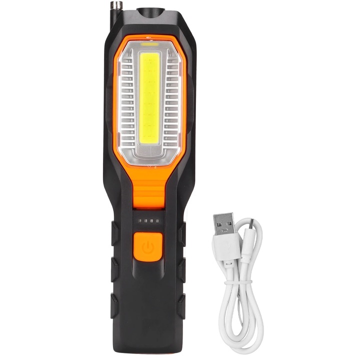 Lanterna portabila 6302B, LED COB, incarcare USB, 2800mAh, rotativa, cu magnet