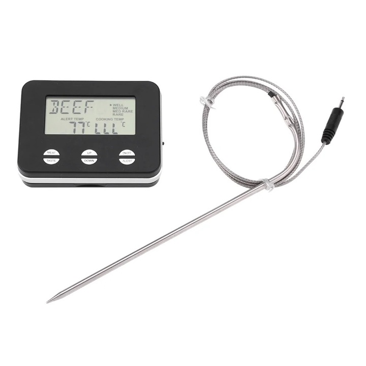Termometru digital pentru alimente, probe, LCD, 85x63x22mm, negru
