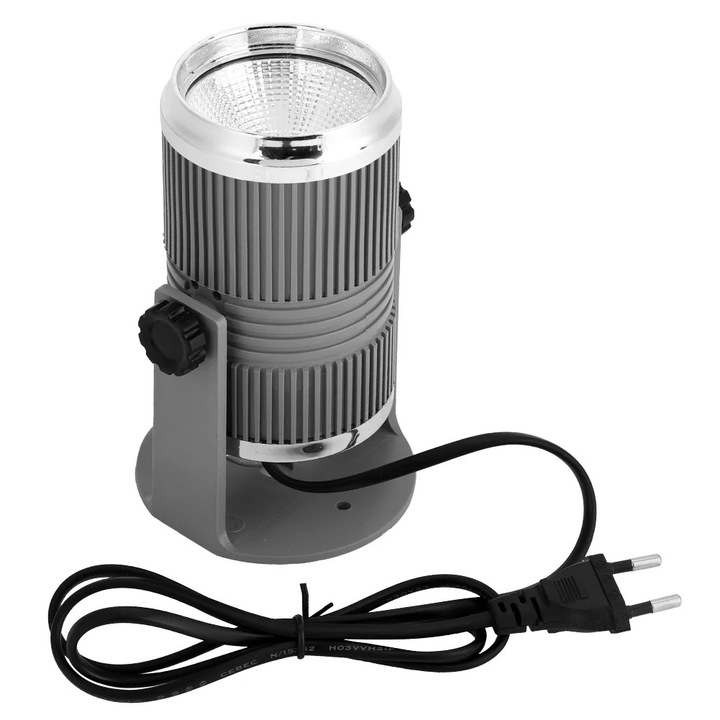 Lumina de scena mini LED, 7W, control prin sunet, culoare argintie, dimensiuni 7x12.5cm