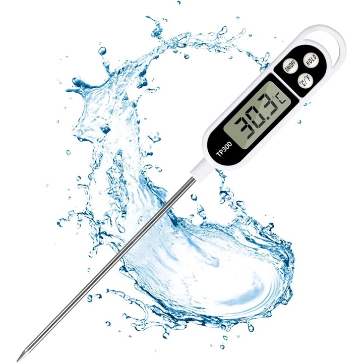 Termometru carne, digital, citire in timp real, ecran LCD mare, pentru bauturi calde, gratar