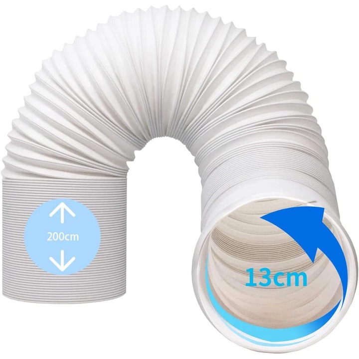 Furtun de evacuare pentru aer conditionat mobil, PVC, 13x200cm, alb