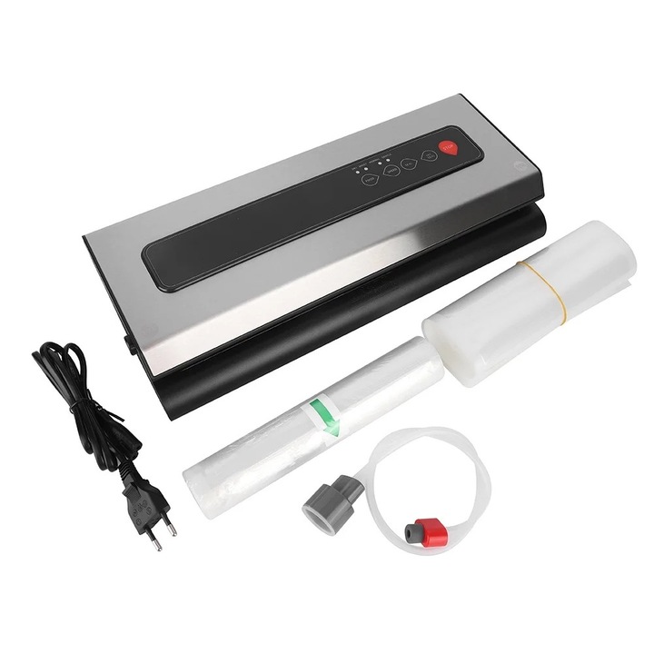Aparat de vidat multifunctional, 120W, inox, 35.5x14x7cm, set pentru pastrarea alimentelor