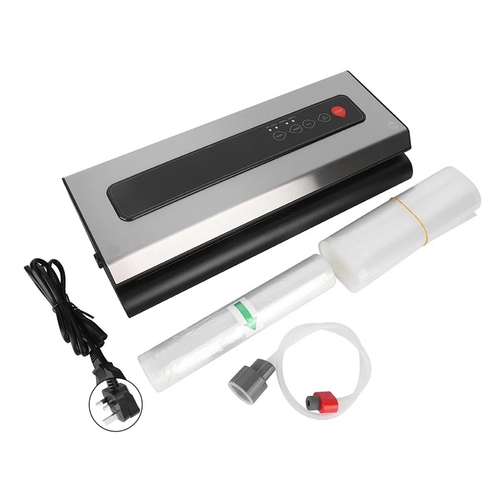 Aparat de vidat multifunctional, 120W, inox, 35.5x14x7cm, set pentru pastrarea alimentelor