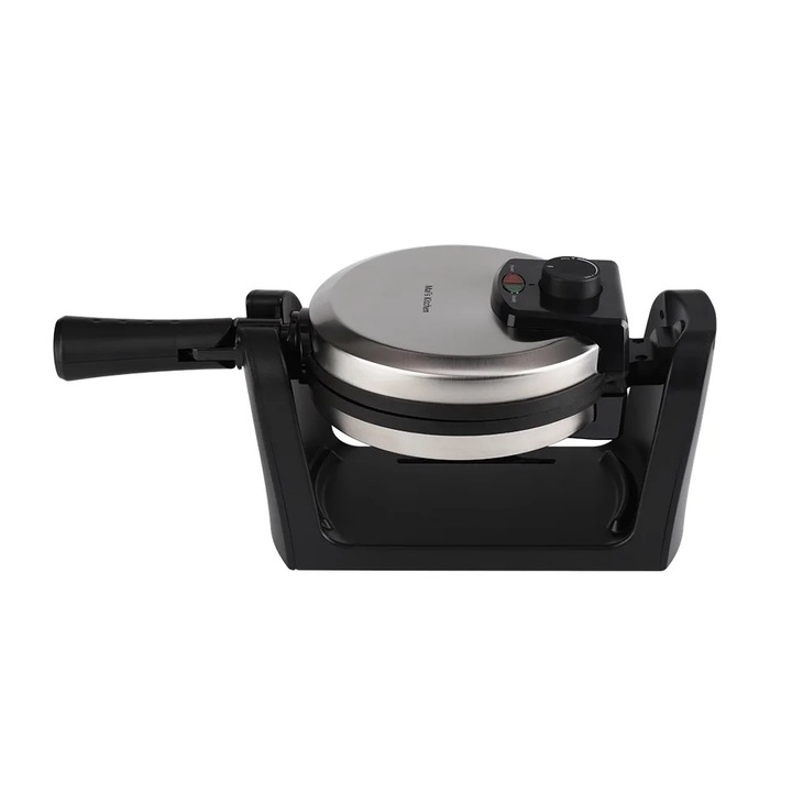 Aparat de preparat vafe, negru, din otel inoxidabil, dimensiuni 17.5x14x12cm, cu functie de temporizator