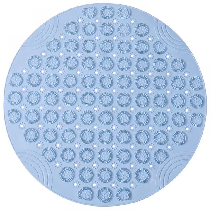 Covoras baie antiderapant, albastru, uscare rapida, set