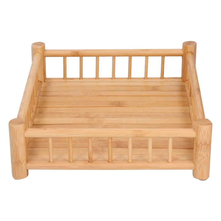 Cos de depozitare rectangular din bambus, 29x26x8.3cm, pentru cafea, ceai, fructe, bauturi, gustari