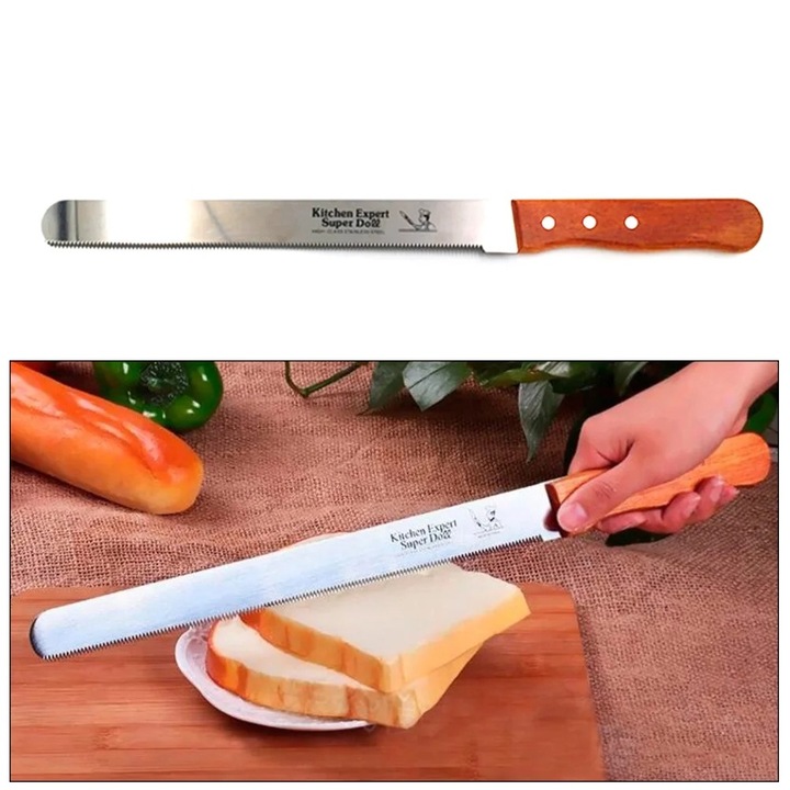 Cutter de paine serrat, 25cm, inox