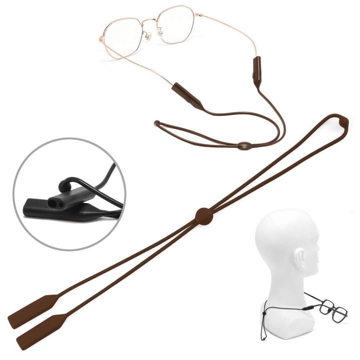 Snur siliconic pentru ochelari cu reglaj, antiderapant, 26cm