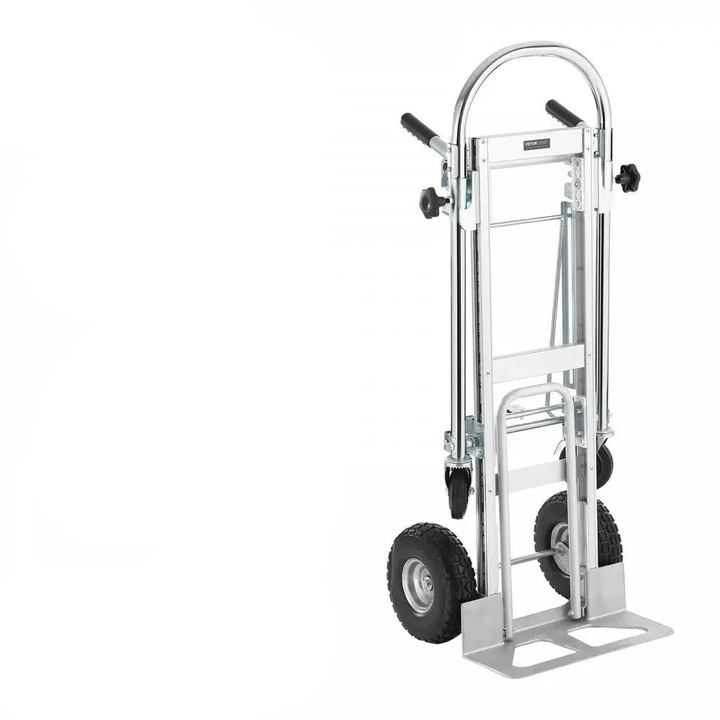 Сгъваема транспортна количка, капацитет 800 lbs, конвертируем дизайн, сребриста, 38,4x40,1x107,4 см