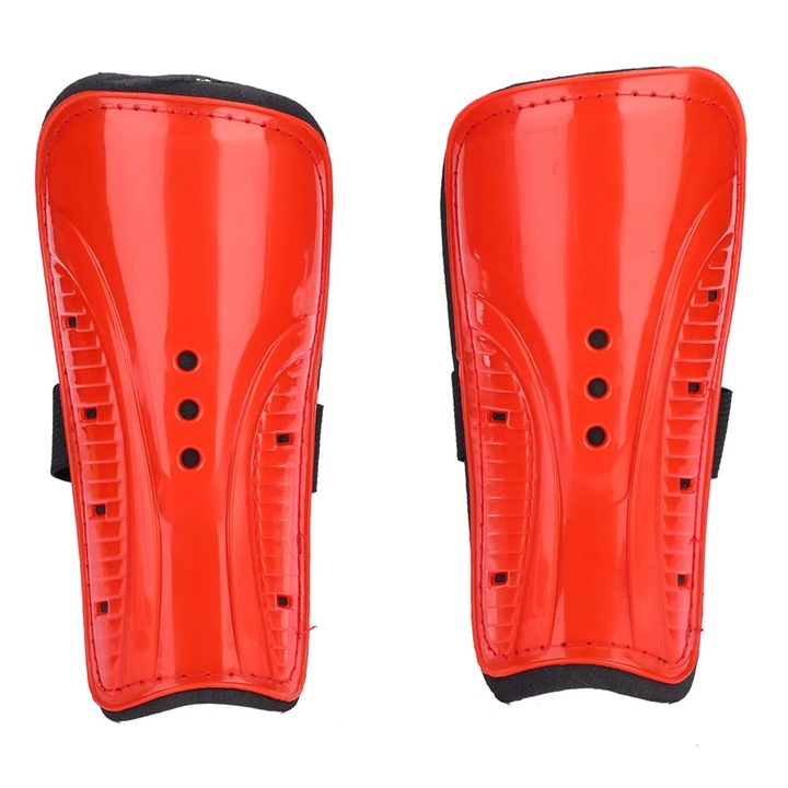 Set aparatori fotbal pentru picioare, PVC, rosu, 18x9.3x5cm