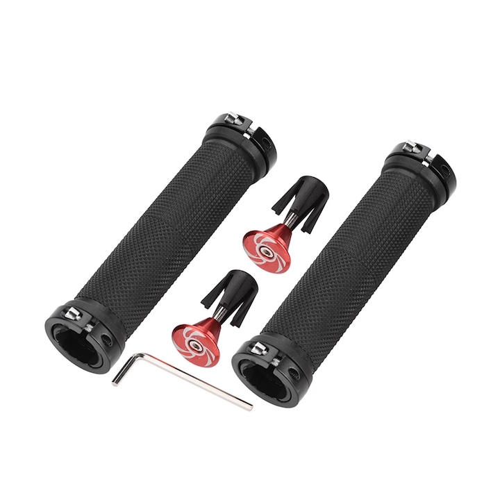 Set 2 manere bicicleta, 13x3 cm, cauciuc/metal, negru
