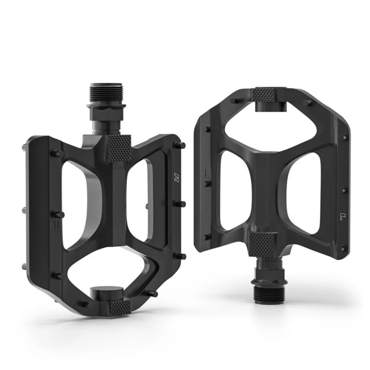Set 2 pedale bicicleta, aluminiu, cu lumini, negru, 130x105x16mm