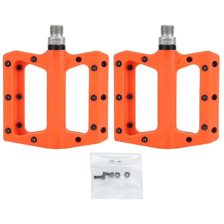 Set 2 pedale pentru bicicleta, din plastic/nailon, portocaliu