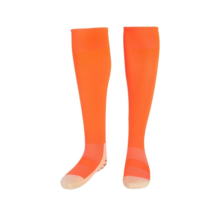 Sosete de fotbal respirabile, anti-derapante, portocaliu, marime 37-44 EU, lungime 36cm, poliester