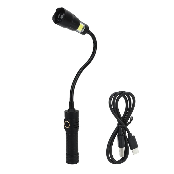 Lampa de lucru magnetica flexibila 1000LM, telescopica, cu lumina laterala, aluminiu, 290g
