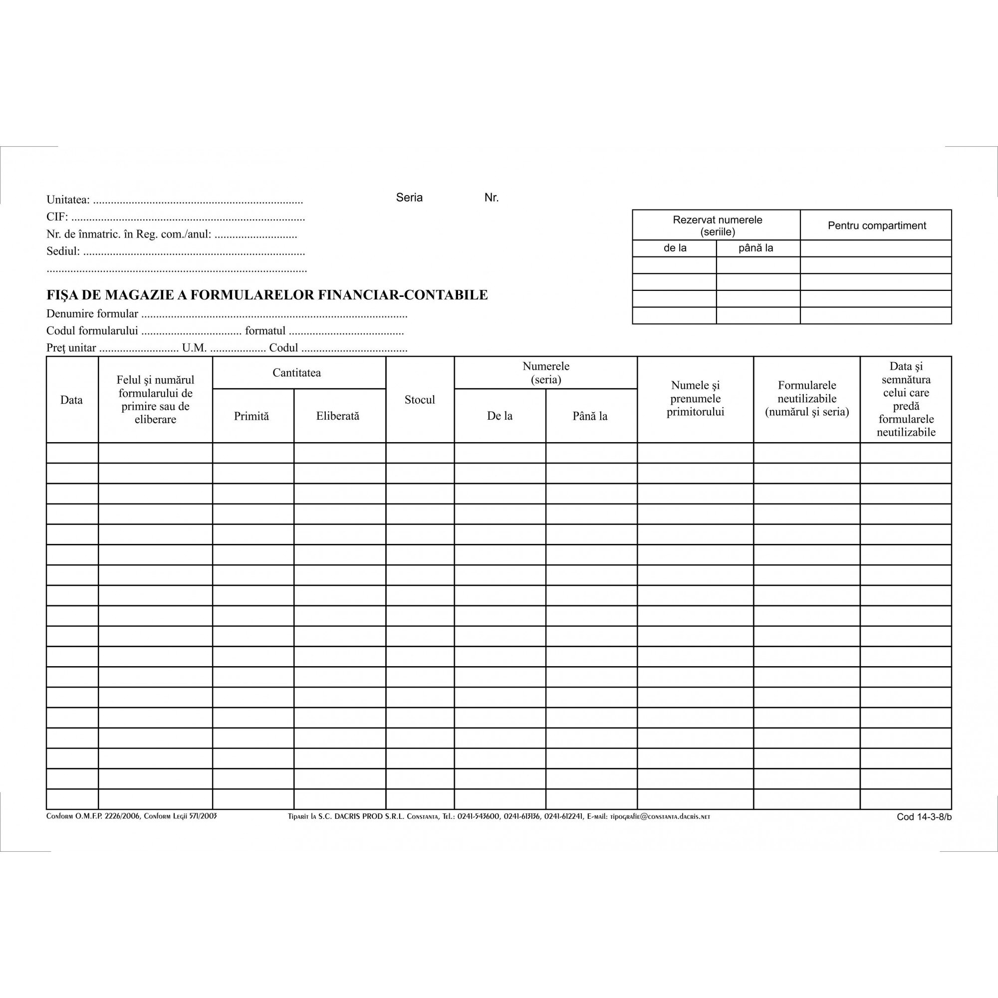 Fisa Magazie A Formularelor Financiar Contabile A4 Emag Ro