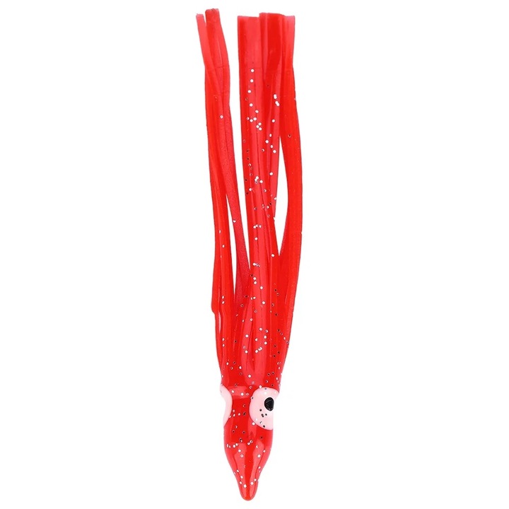 Set 10 momeli de pescuit, forma de caracatita, rosu, 9cm