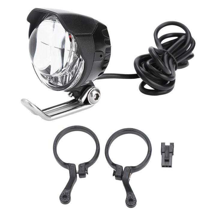 Set far si claxon pentru bicicleta electrica, 12V-80V, negru, 5.4x5.2cm