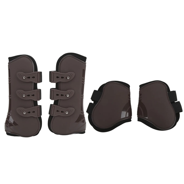 Set 4 Piese Botine pentru Cai, PU + Neopren, Protectie pentru Picioare, Maro, XL
