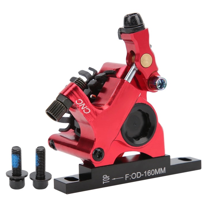 Set frana disc hidraulica pentru bicicleta, rosu, 160mm