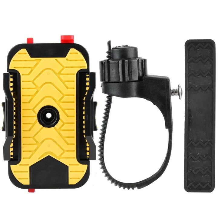 Suport telefon pentru bicicleta, PVC, 360 grade rotire, 10.2x5.2x3cm, pentru latimi 54-84mm