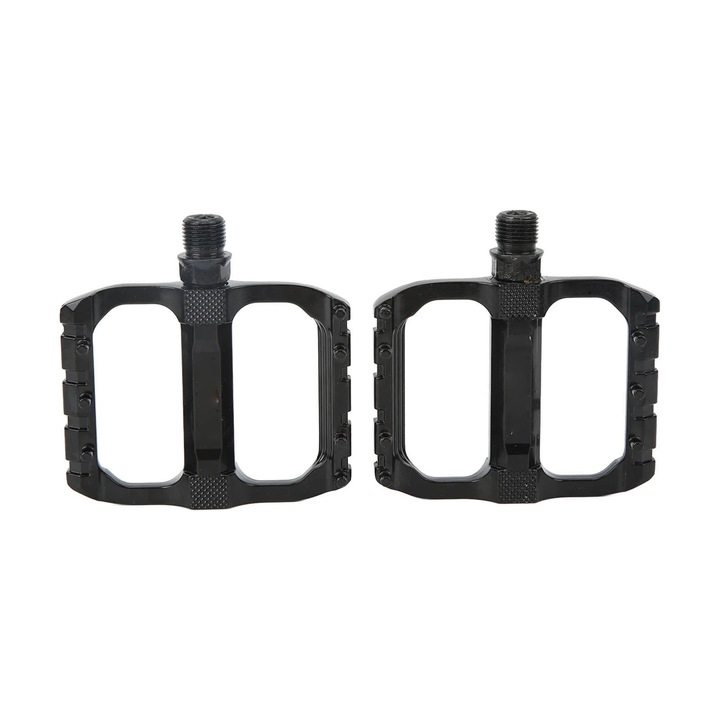 Set 2 pedale bicicleta, aluminiu, 9.5x9.7x1.8cm, negru