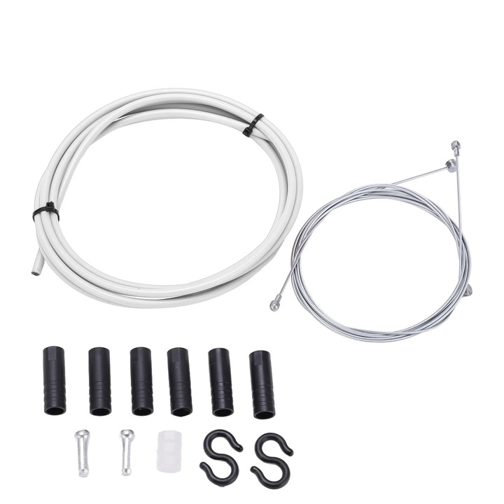 Set cablu de frana pentru bicicleta, 5mm, alb, 2.5m