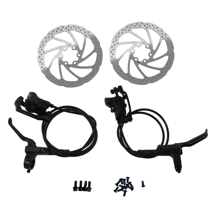 Set frane disc hidraulice pentru bicicleta, 160mm, 800mm si 1400mm, pentru ciclism, negru