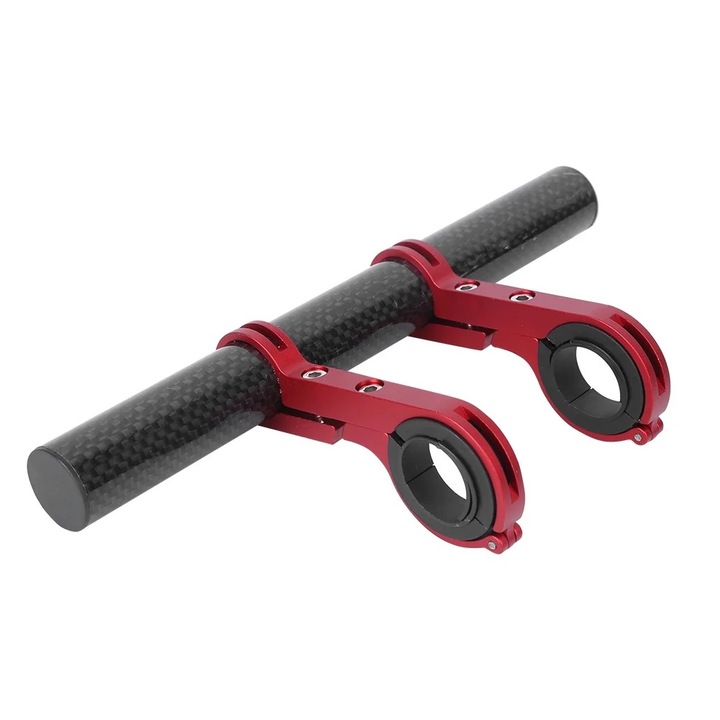 Suport extensibil pentru ghidon bicicleta, aluminiu, negru/rosu, 22x200mm