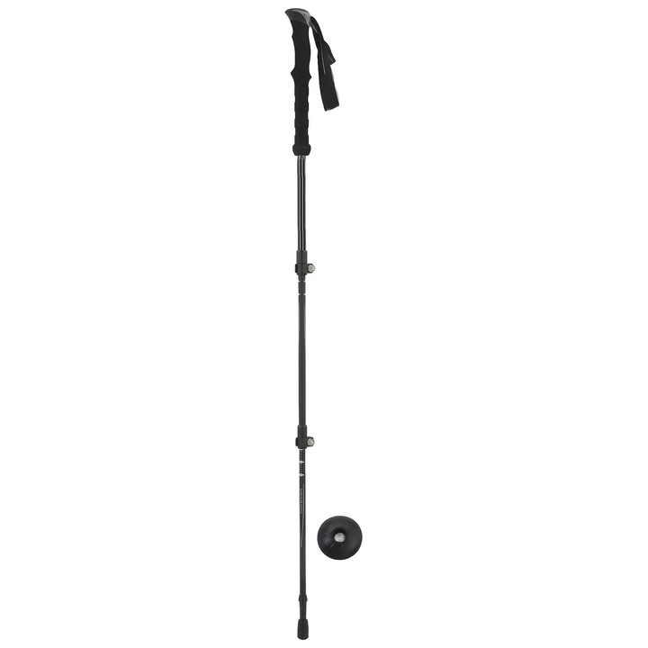 Bat de trekking din fibra de carbon, 3 sectiuni, usor, rezistent la uzura, negru