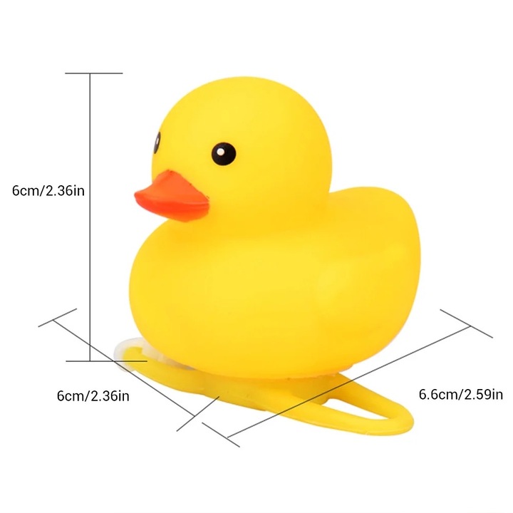 Sonerie cu lumini, rata, 6.6x6x6cm, pentru bicicleta, motocicleta, masina electrica