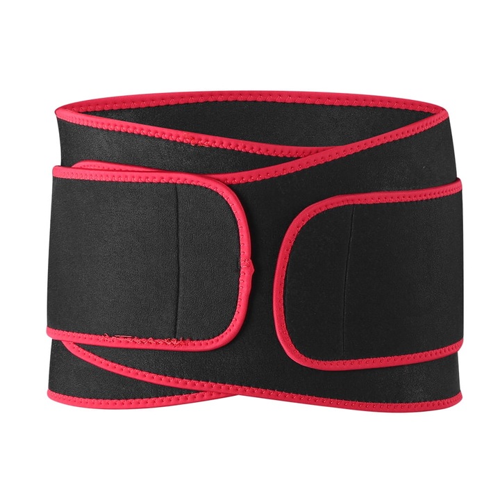 Centura de fitness, neagra cu margini rosii, L