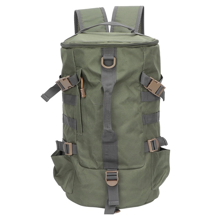 Rucsac de pescuit, capacitate mare, verde militar, material Oxford x poliester