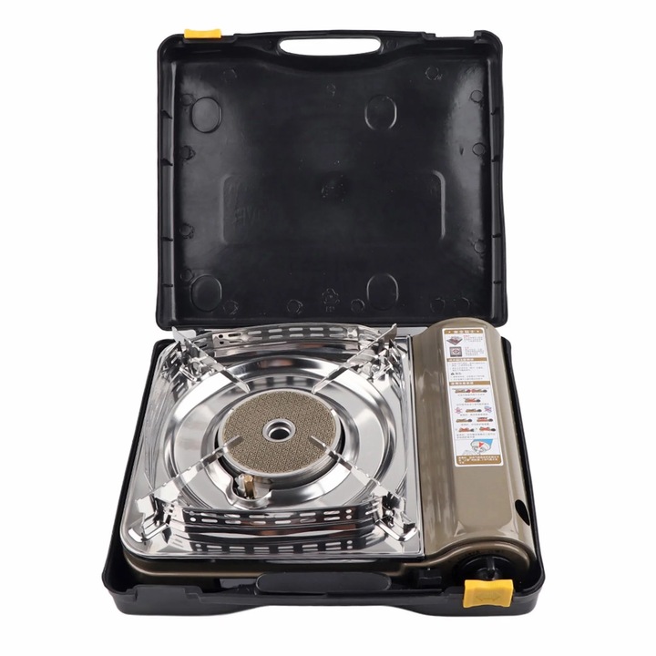Arzator camping MS-3500CS, gaz butan, inox, argintiu, dimensiuni 326x277x91mm
