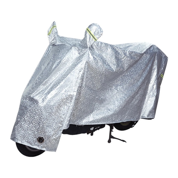 Caciula pentru motocicleta, impermeabila, protectie impotriva ploii si prafului, set, argintie, XL, lungime motocicleta sub 2.2m