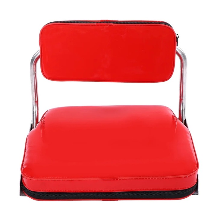 Scaun pliabil portabil, suport din otel inoxidabil si lemn, impermeabil, perne din spuma, rosu, 36x25x26cm
