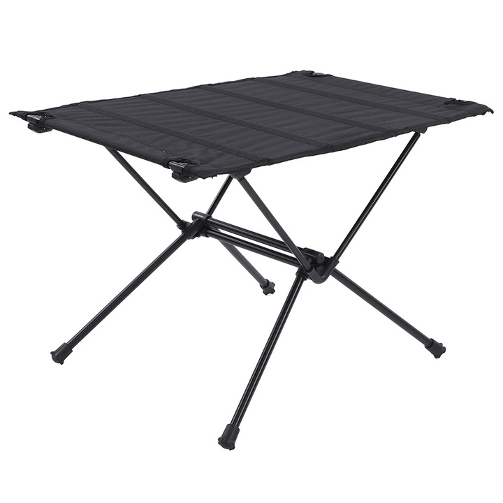 Masa de camping pliabila, material aluminiu si panza Oxford, neagra, 58x40cm