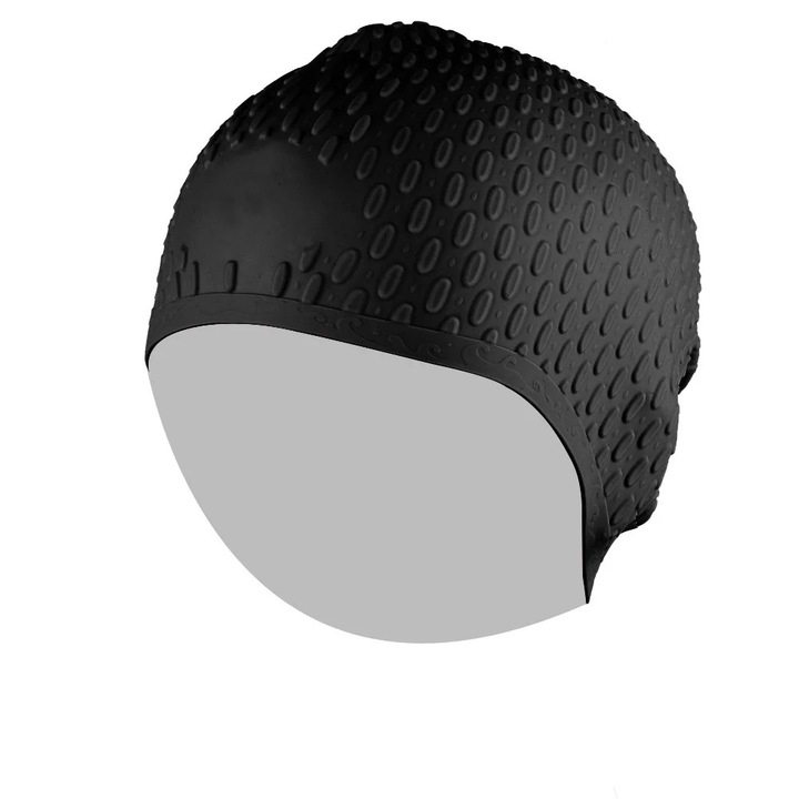 Casca de inot din silicon, design apa, alb, roz, negru, albastru deschis, mov, 19x23.3cm, set