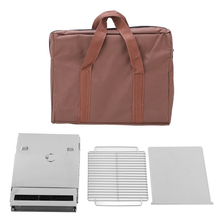 Arzator camping, soba lemne, pliabil, inox, argintiu, 20x20x43cm