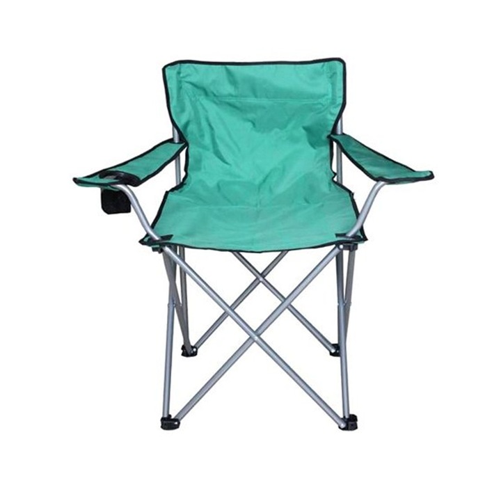 Сгъваем къмпинг стол с поставка за чаша, 80х52х81см, До 110кг, Зелен