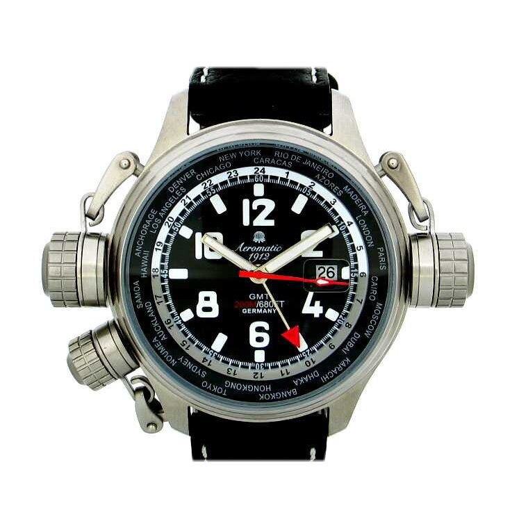 Ceas barbatesc professional diving 200m, dual time, functie GMT, Aeromatic 1912 Germany A1300