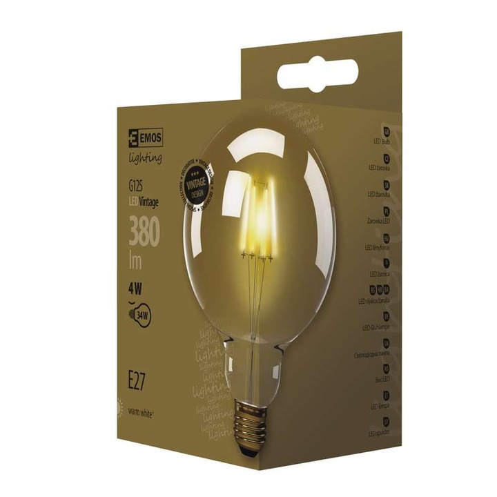 LED крушка Emos, Vintage, E27, G125, 4W