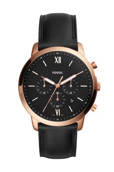 Fossil, Ceas cronograf cu o curea de piele Neutra, Negru Fossil, Ceas cronograf cu o curea de piele Neutra, Negru