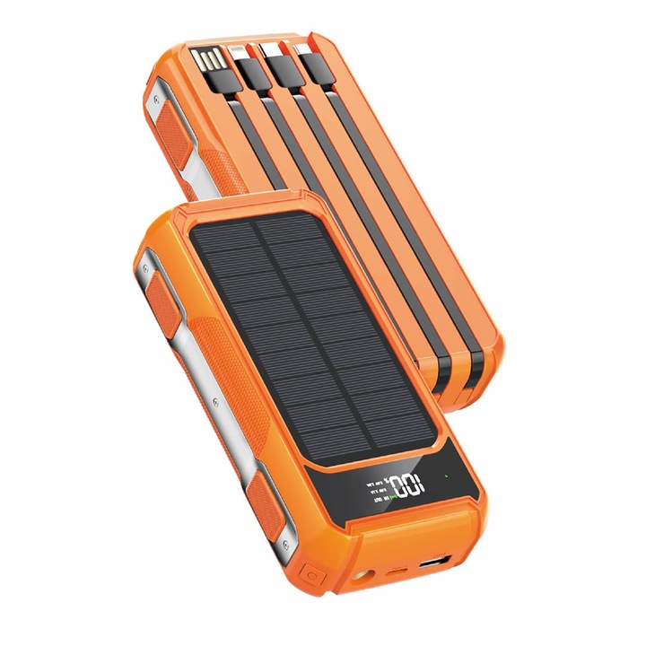 Power Bank Solar YOURZ R43 20000mAh, display Led, Portocaliu