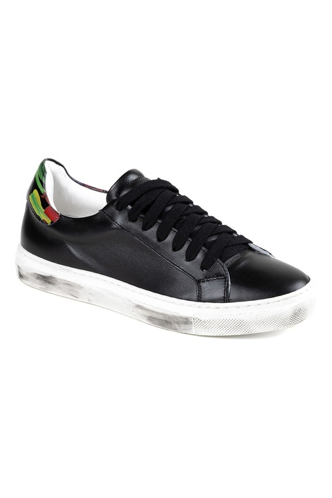 Anna Morellini, Pantofi sport de piele cu imprimeu, Negru/Verde pal/Alb optic